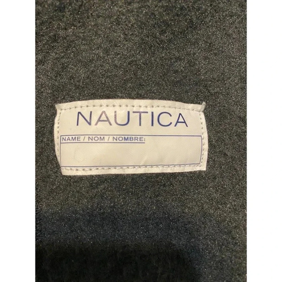 Nautica Boy's Size Small Gray Fleece Zip Front Jacket Black Vinyl Shoulder - Picture 6 of 8